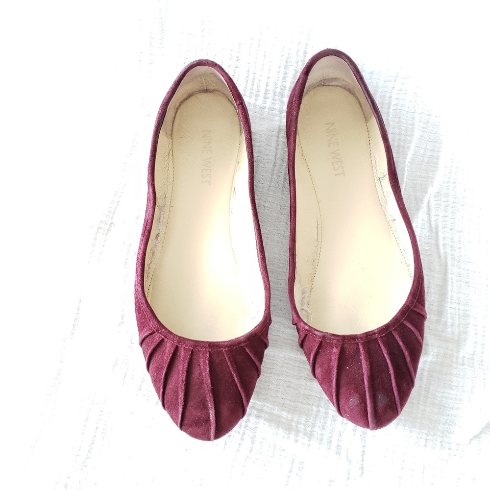 Nine West Maroon Suede Ballet Flats